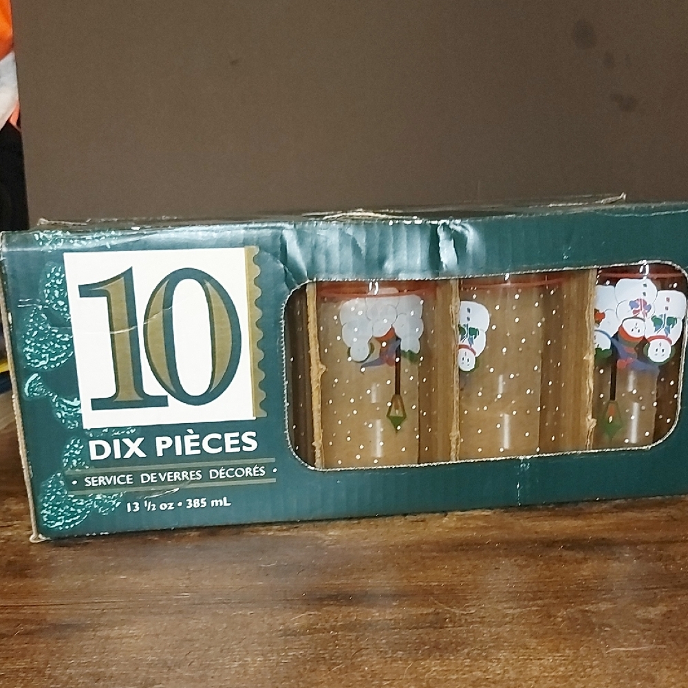 Vintage LIBBEY 10 Piece Snowman Glasses